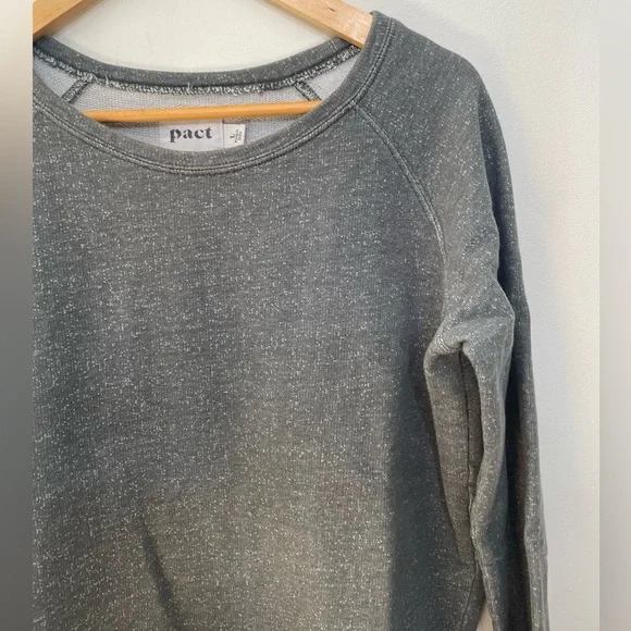 Pact 100% Organic Cotton Crewneck Sweatshirt Green Lightweight Women’s L - Picture 2 of 9